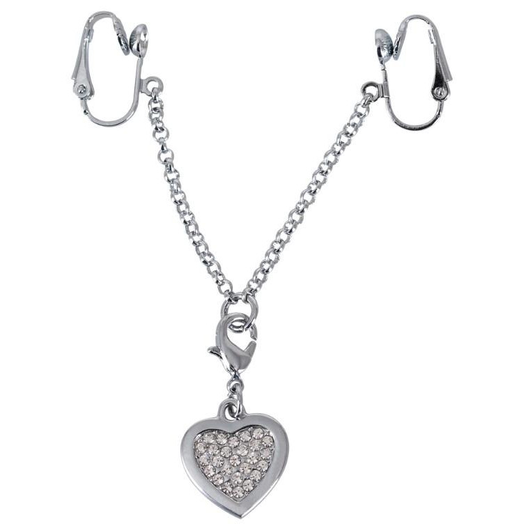 Orion Затискачі для статевих губ Intimate Heart-Shaped Chain, срібні - зображення 1