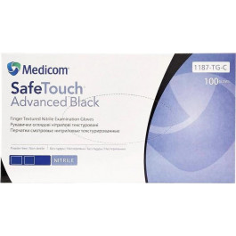   Medicom Рукавички оглядові нітрилові текстуровані, нестерильні  SafeTouch Advanced Black неопудрені 3.3 г чо