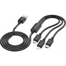   Hoco X74 3-in-1 USB to Lightning+Micro+USB Type-C Black (6931474767363)