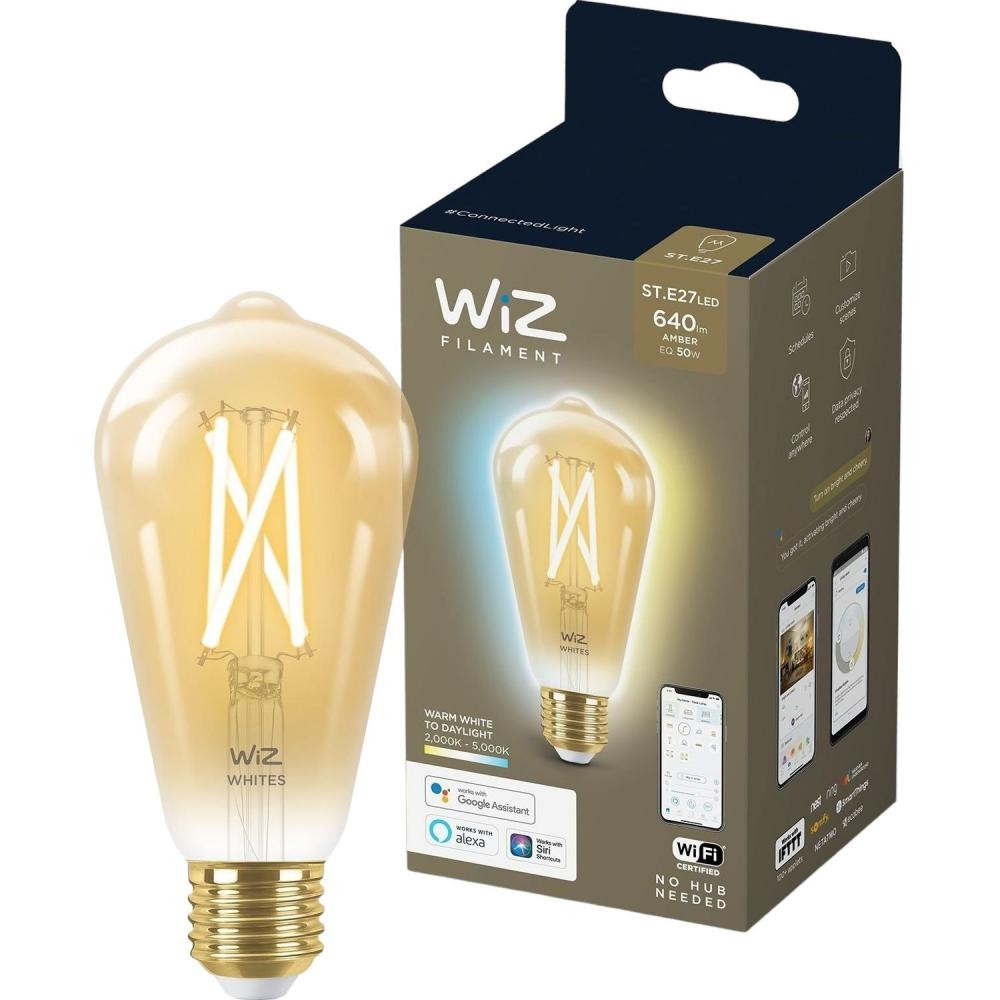 WiZ LED Smart E27 7W 640Lm ST64 2000-5000K Wi-Fi (929003018701) - зображення 1