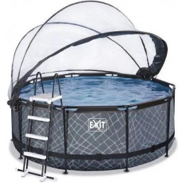 EXIT Stone Pool 360x122cm + dome, sand filter pump / grey (30.47.12.00)