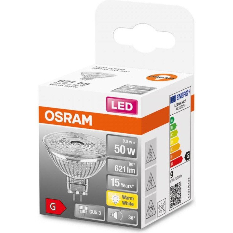 Osram LED MR16 50 36 8W/827 12V GU5.3 (4058075433762) - зображення 1