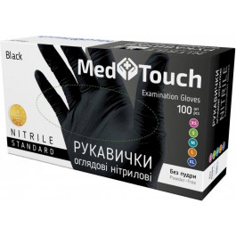   MedTouch Рукавички оглядові  Standard нітрилові текстуровані Нестерильні без пудри розмір XS 100 шт Чорні (48