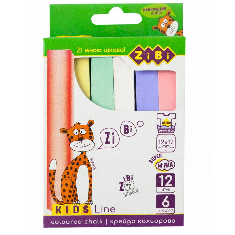 Zibi Крейда кольоровий квадратний, 12 шт. KIDS Line (ZB.6703-99) - зображення 1