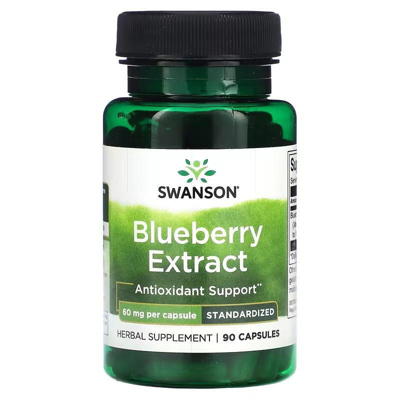 Swanson Blueberry Extract, Standardized, 60 mg, 90 Capsules - зображення 1