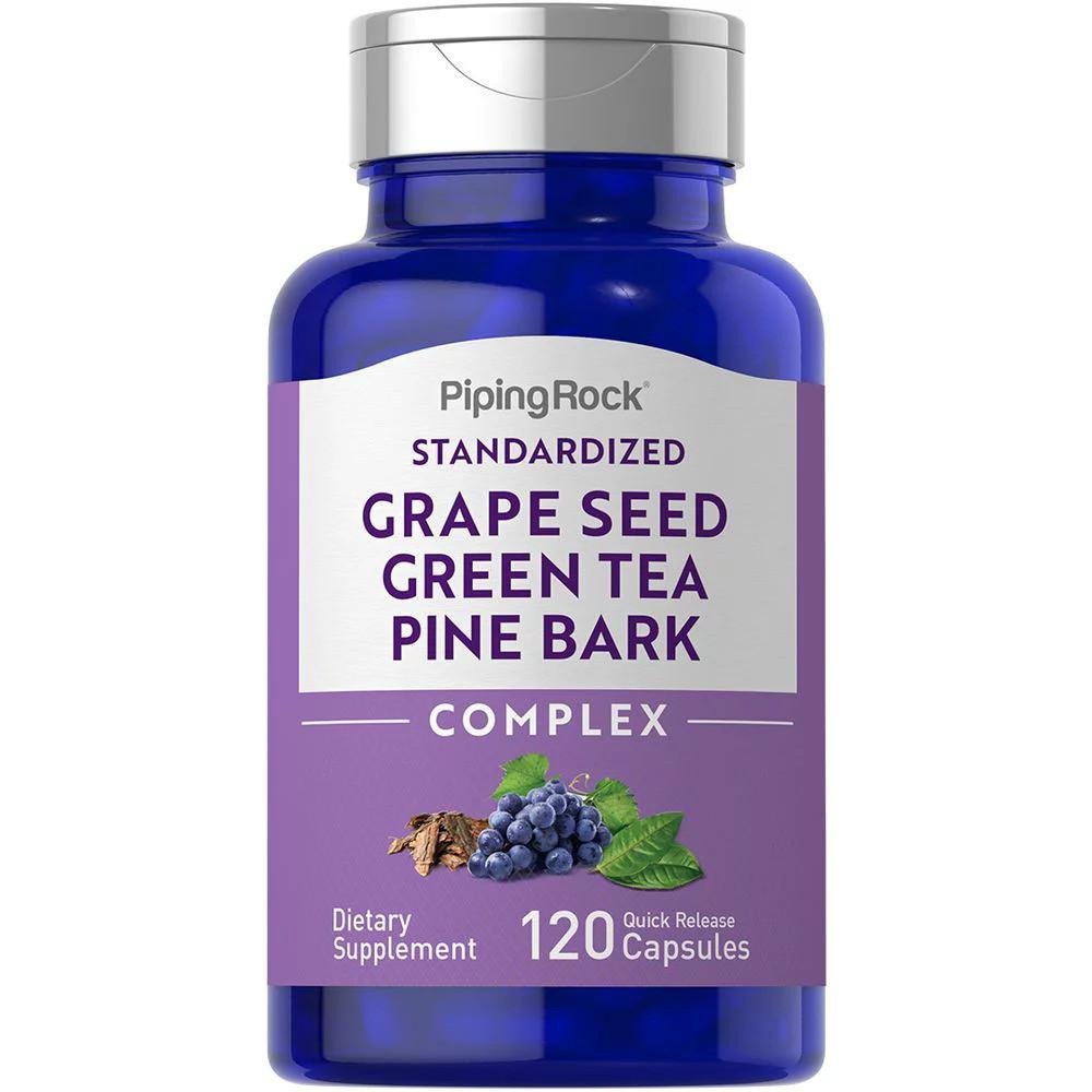 Piping Rock Standardized Grapeseed, Green Tea & Pine Bark Complex, 120 Quick Release Capsules - зображення 1