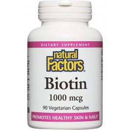   Natural Factors Biotin, 1,000 mcg, 90 Vegetarian Capsules