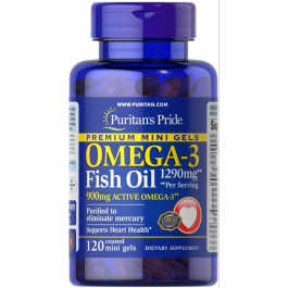   Puritan's Pride Omega-3 Fish Oil 645 mg Mini Gels (450 mg Active Omega-3) 120 coated Softgels