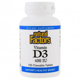   Natural Factors Vitamin D3, 400 IU 100 Chewable Tablets (Strawberry)