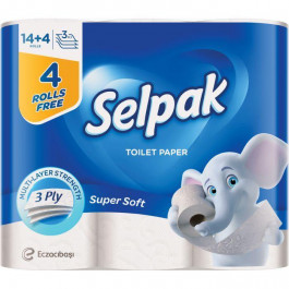   Selpak Папір туалетний  Super Soft 3-шаровий 14+4, 18 шт (8690530184466)