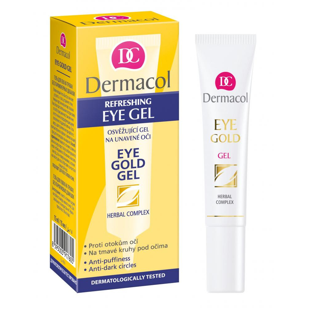 Dermacol Гель вокруг глаз  Eye Gold Gel против отеков и темных кругов под глазами, на травах, без парфюмерных - зображення 1