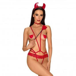   Obsessive Костюм дияволиці  Evilia teddy red L/XL 4 предмети (411602)