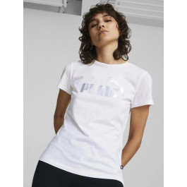 PUMA Футболка  Ess+ Metallic Logo Tee 84830302 XS White-silver metallic (4064535533811)