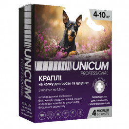 UNICUM Краплі  PRO від бліх та кліщів на холку для собак від 4 кг до 10 кг, 3 піпетки (UN-089)