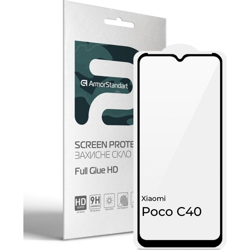 ArmorStandart Скло захисне  Full Glue HD Xiaomi Poco C40 Black (ARM66956) - зображення 1