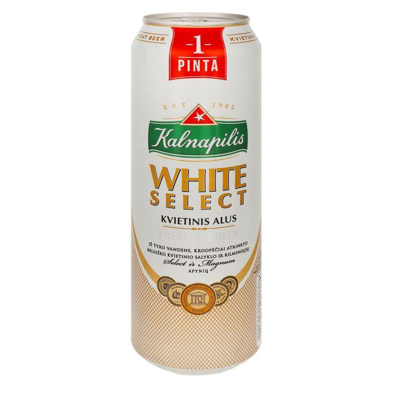 Kalnapilis Пиво  White Select світле, 5%, з/б, 0.568 л (4770477227571) - зображення 1