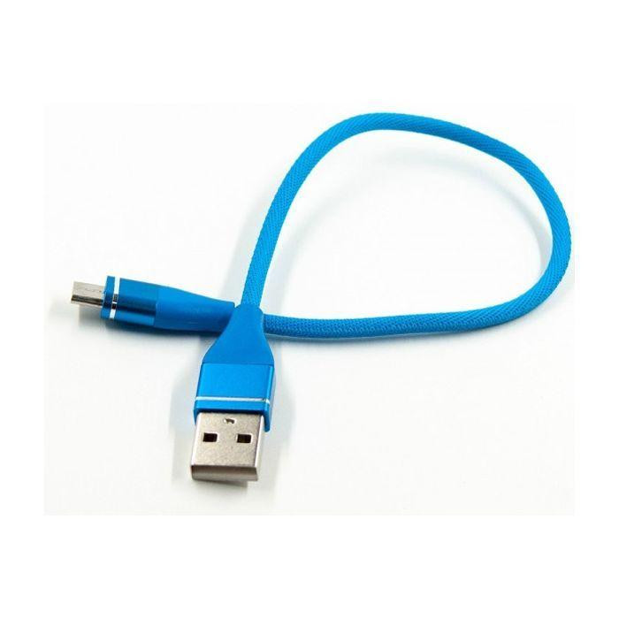 DENGOS USB Type-A - MicroUSB 0.25m Blue (NTK-M-SHRT-SET-BLUE) - зображення 1