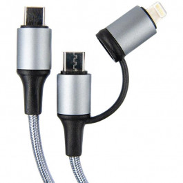   DENGOS USB Type-C to MicroUSB/Lightning 1m Grey (NTK-TC-TCL-GREY)