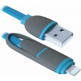   Defender USB10-03BP USB(AM)-MicroUSB+Lightning Blue 1m (87487)