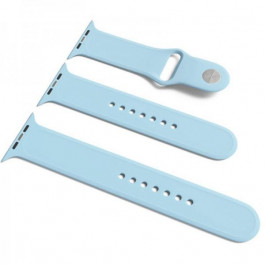   Epik Ремінець для Apple Sport Watch Band 42 / 44 S/M & M/L 3pcs силіконовий Блакитний / White Blue