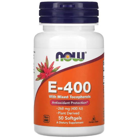 Now Vitamin E Вітамін Е зі змішаними токоферолами 268 мг (400 МО) 50 гелевих капсул - зображення 1
