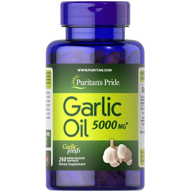 Puritan's Pride Garlic Oil Часникова олія 5000 мг 250 капсул - зображення 1