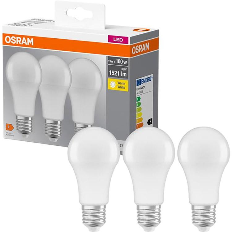 Osram LED BASE A60 14W 2700К E27 3 шт (4058075819412) - зображення 1