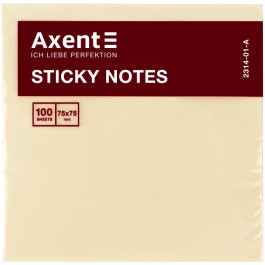   Axent Папір для нотаток  with adhesive layer 75x75мм, 100sheets., pastel yellow (2314-01-А)