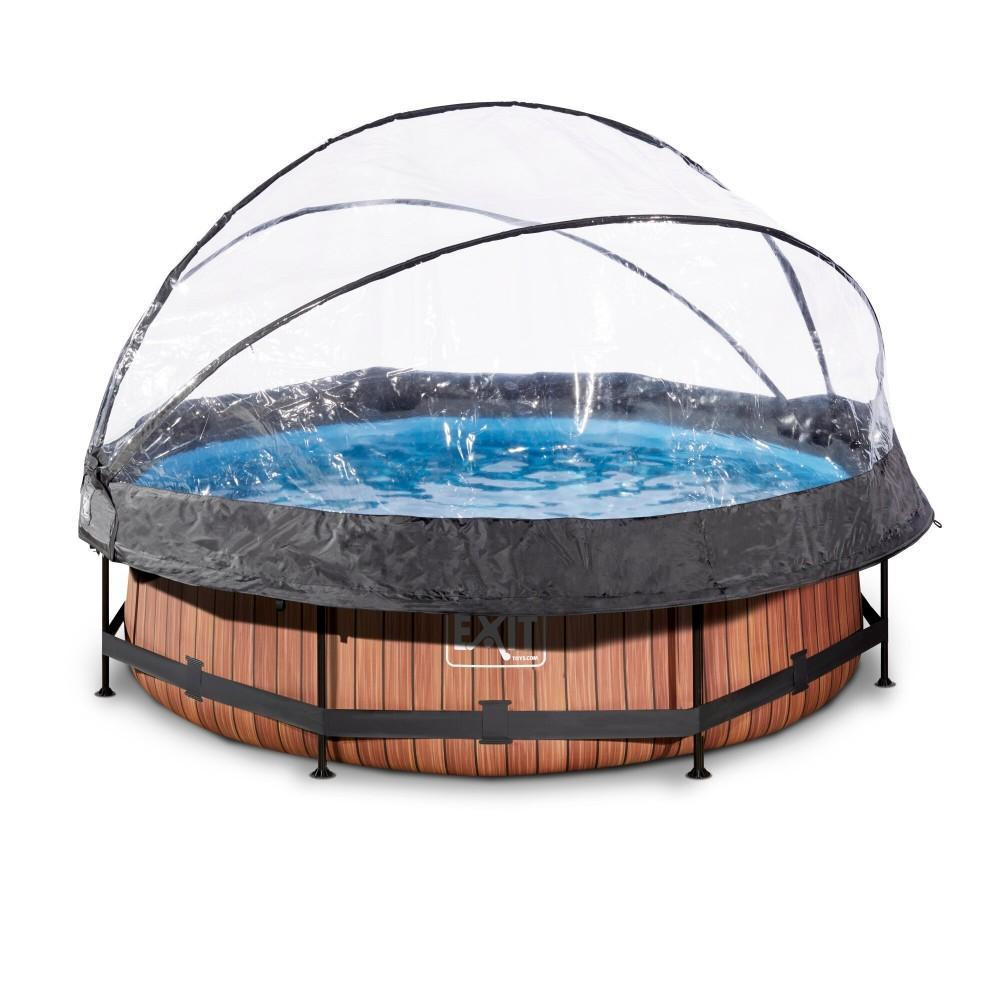 EXIT Wood Pool 300x76cm + filter pump, dome / brown (30.32.10.10) - зображення 1