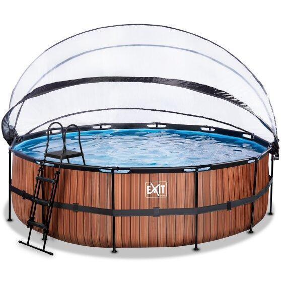 EXIT Wood Pool 488x122cm + dome, sand filter pump / brown (30.47.16.10) - зображення 1