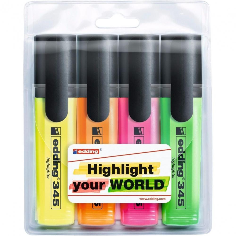 Edding Маркер  Highlighter e-345, SET 4colors (blister PVC) (345/4/SE) - зображення 1