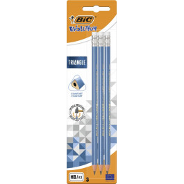   BIC Олівець графітний  Evolution Triangle HB з гумкою 3 шт (bc964848)