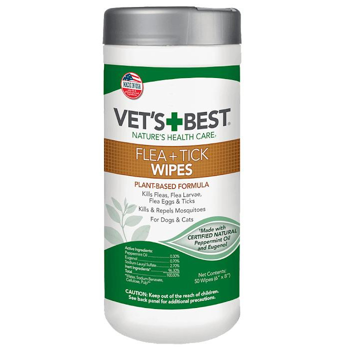 Vet's Best Салфетки Flea&Tick Wipes от насекомых для собак 50 шт (vb10459) - зображення 1