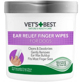 Vet's Best Серветки для чищення вух  Ear Relief Finger Wipes для собак 50 шт. (vb00000)