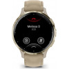 Garmin Venu 3S Soft Gold S. Steel Bezel w. French Gray Case and Leather Band (010-02785-55) - зображення 2