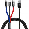 Baseus Three Primary Colors USB Type-C+Lightning+microUSB 120cm 3.5A (CAMLT-BSY01) - зображення 1