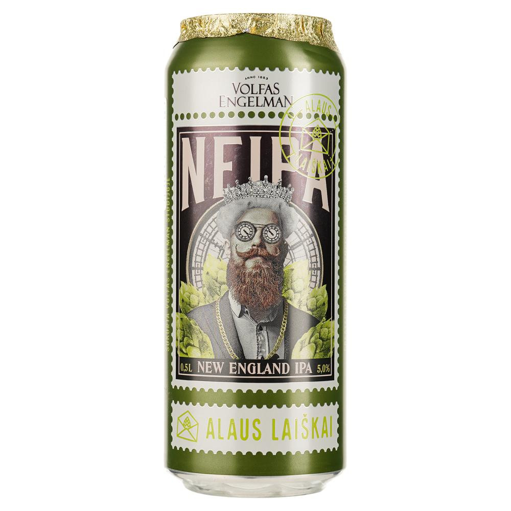 Volfas Engelman Пиво  NeIpa, світле, з/б, 5%, 0,5 л (4770301235338) - зображення 1