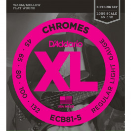   D'Addario ECB81 Chromes Flatwound Regular Light Bass Strings 45/100