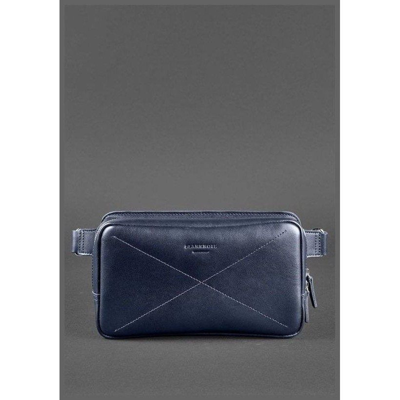 BlankNote Мужская кожаная сумка на пояс (бананка)  Dropbag Maxi BN-BAG-20-navy-blue Темно-синяя - зображення 1