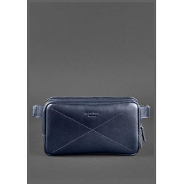   BlankNote Мужская кожаная сумка на пояс (бананка)  Dropbag Maxi BN-BAG-20-navy-blue Темно-синяя