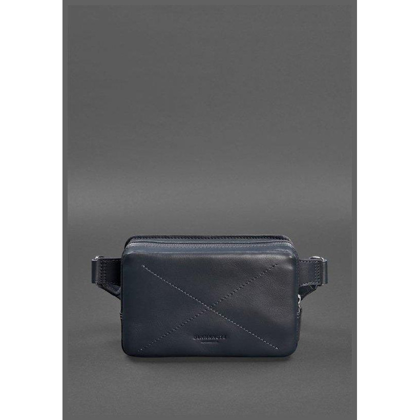 BlankNote Сумка поясная кожаная  DropBag minі BN-BAG-6-navy-blue Синяя - зображення 1