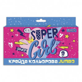   1 Вересня Набор цветных мелков Jumbo Cool girl 9 шт (400409)