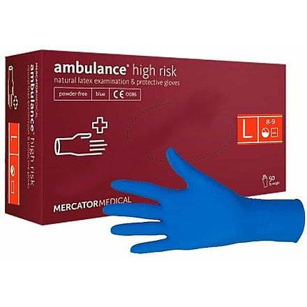 Mercator Medical Перчатки латексные  Ambulance High Risk размер L (синие) 50шт. - зображення 1