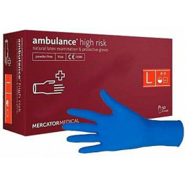 Mercator Medical Перчатки латексные  Ambulance High Risk размер L (синие) 50шт.