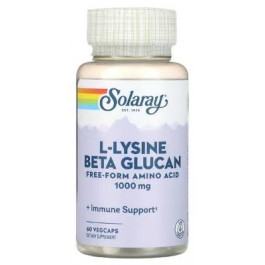   Solaray Лизин и бета-глюкан, L-Lysine & Beta Glucan, , 1000 мг, 60 капсул (SOR-04861)