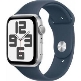   Apple Watch SE 2 GPS + Cellular 44mm Silver Aluminum Case w. Storm Blue Sport Band - M/L (MRHH3)