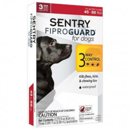 Sentry Капли FiproGuard от блох, клещей и вшей для собак весом 20-40 кг 3 пипетки (804 мл) (29526)