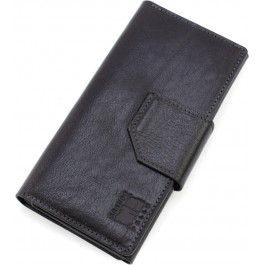Grande Pelle Великий шкіряний гаманець чорного кольору з хлястиком на магніті  67810