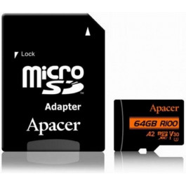   Apacer 64 GB microSDXC UHS-I U3 V30 A2 + SD-adapter (AP64GMCSX10U8-R)