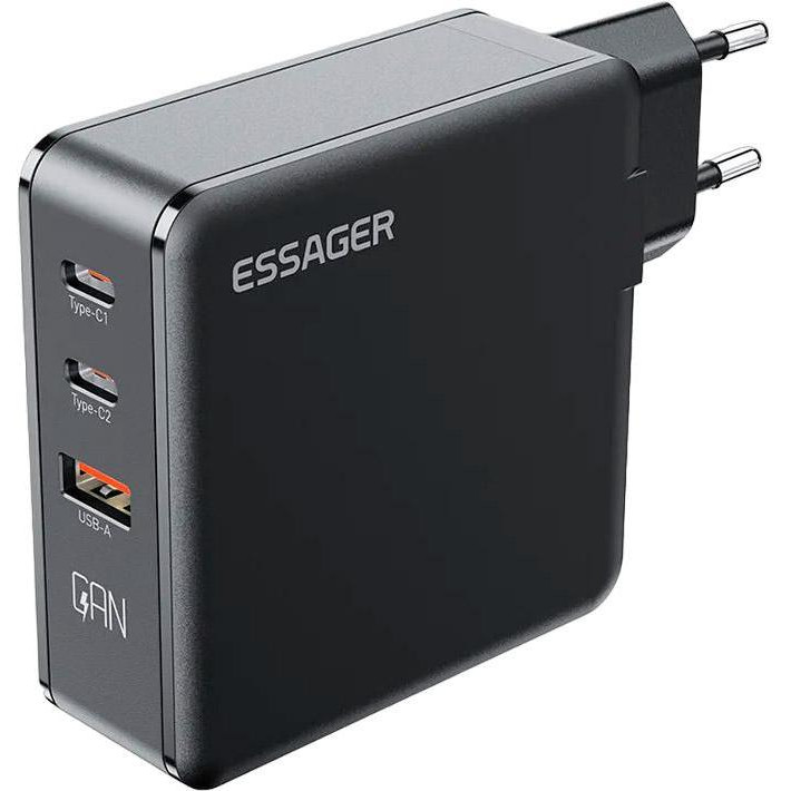 Essager Advance 140W GaN Travel Charger Black (ECT2CA-ZCB01-Z) - зображення 1